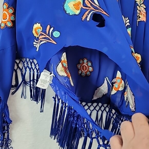 Zingara Women's Size 1 Floral Embroidered Blouse Tassels For Parts! Read - Picture 13 of 16